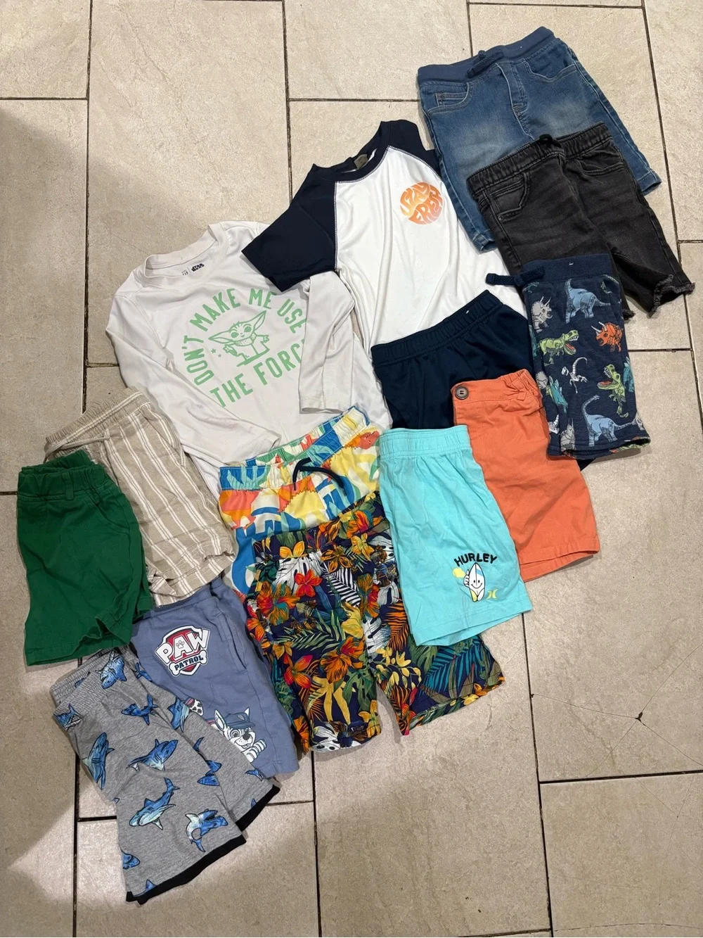 Old Navy Boys Tropical Print Swim Trunks - Green, Blue, Yellow, Coral